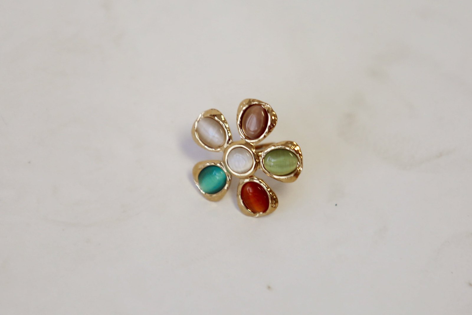 Vintage Stone Floral Ring